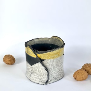 Raku pottery pot, Orange and black ceramic pen holder, Ceramic orange pot, Orange pottery plant holder, Raku ceramic vase, Raku pottery vase