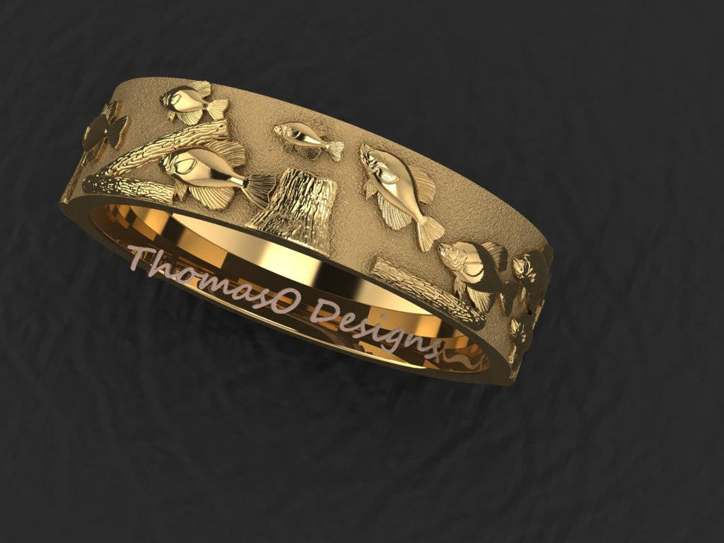 Men's nature scene wedding bands 6mm Etsy