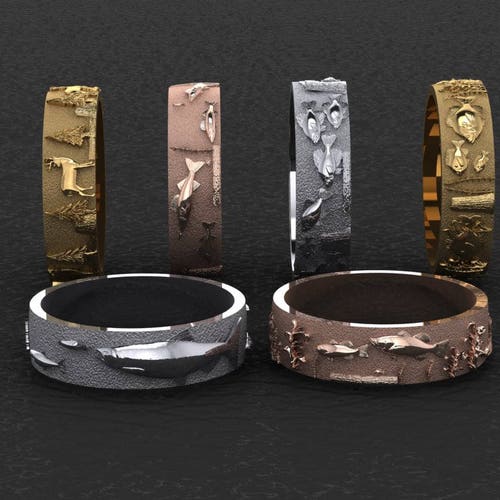 Men's Nature Scene Wedding Bands 6mm Etsy