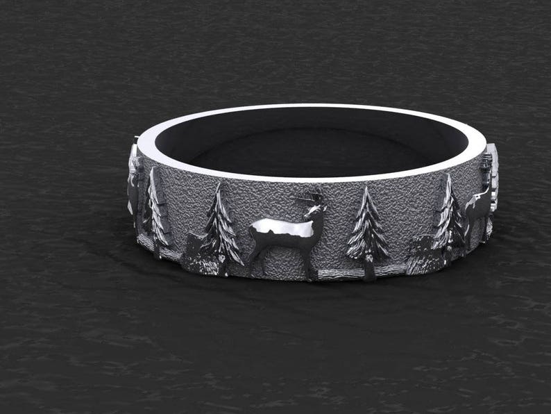 Men's Nature Scene Wedding Bands 6mm Etsy