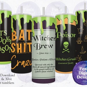 Halloween Slime Sublimation Tumbler Design Bundle ~ 5 Designs - 20 oz and 30 oz - Digital File