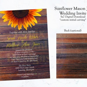 Sunflower Wedding Invitation - Digital Download (5x7) - Custom Design