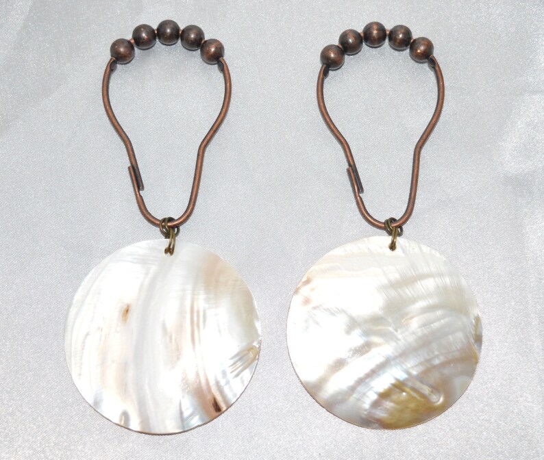 Sea Shell Shower Curtain Hooks Mother of Pearl Shell Disks Etsy