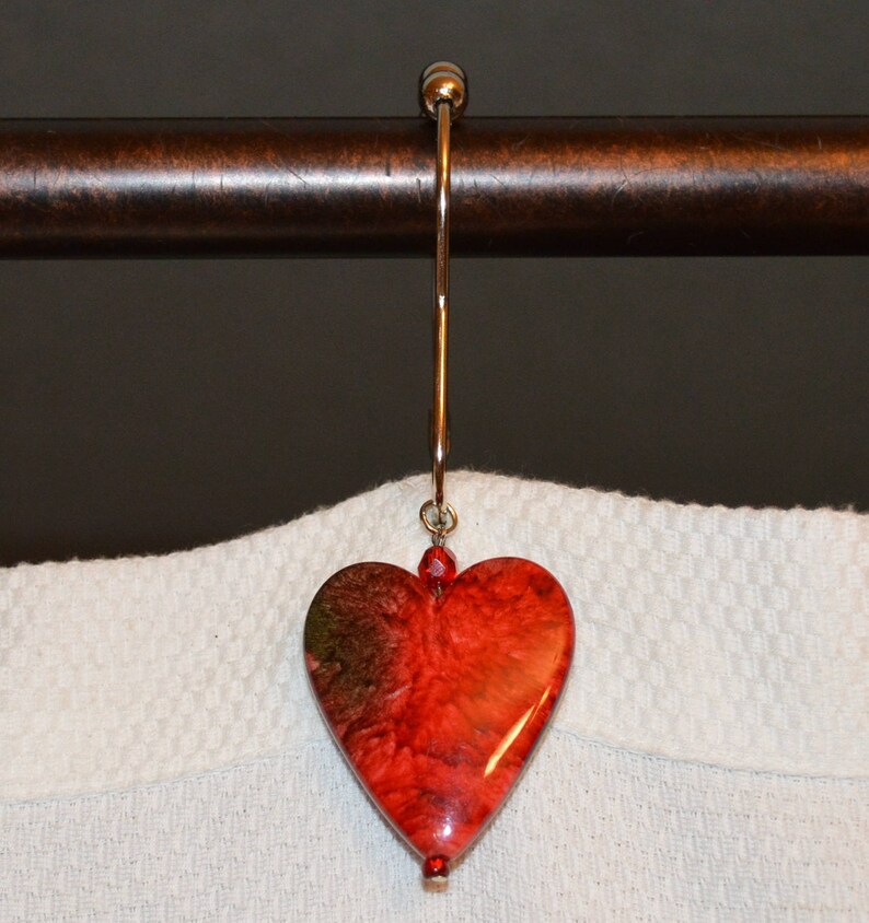 Marbled Heart Shower Curtain Hooks Set of 12 Large 2 Etsy