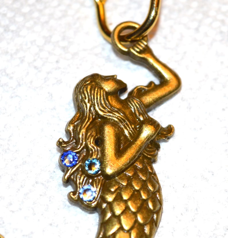 Mermaid Shower Curtain Hooks Antique Bronze Austrian Crystals Etsy