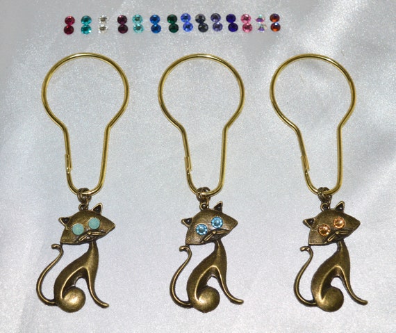 Cat Shower Curtain Hooks Set Of 12 Antique Bronze With Etsy