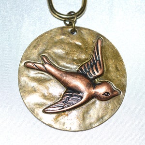 Bird Shower Curtain Hooks, Antique Bronze and Copper Medallion, Set of 12, Sparrow Swallow Songbird Flying Nature Woodland Garden