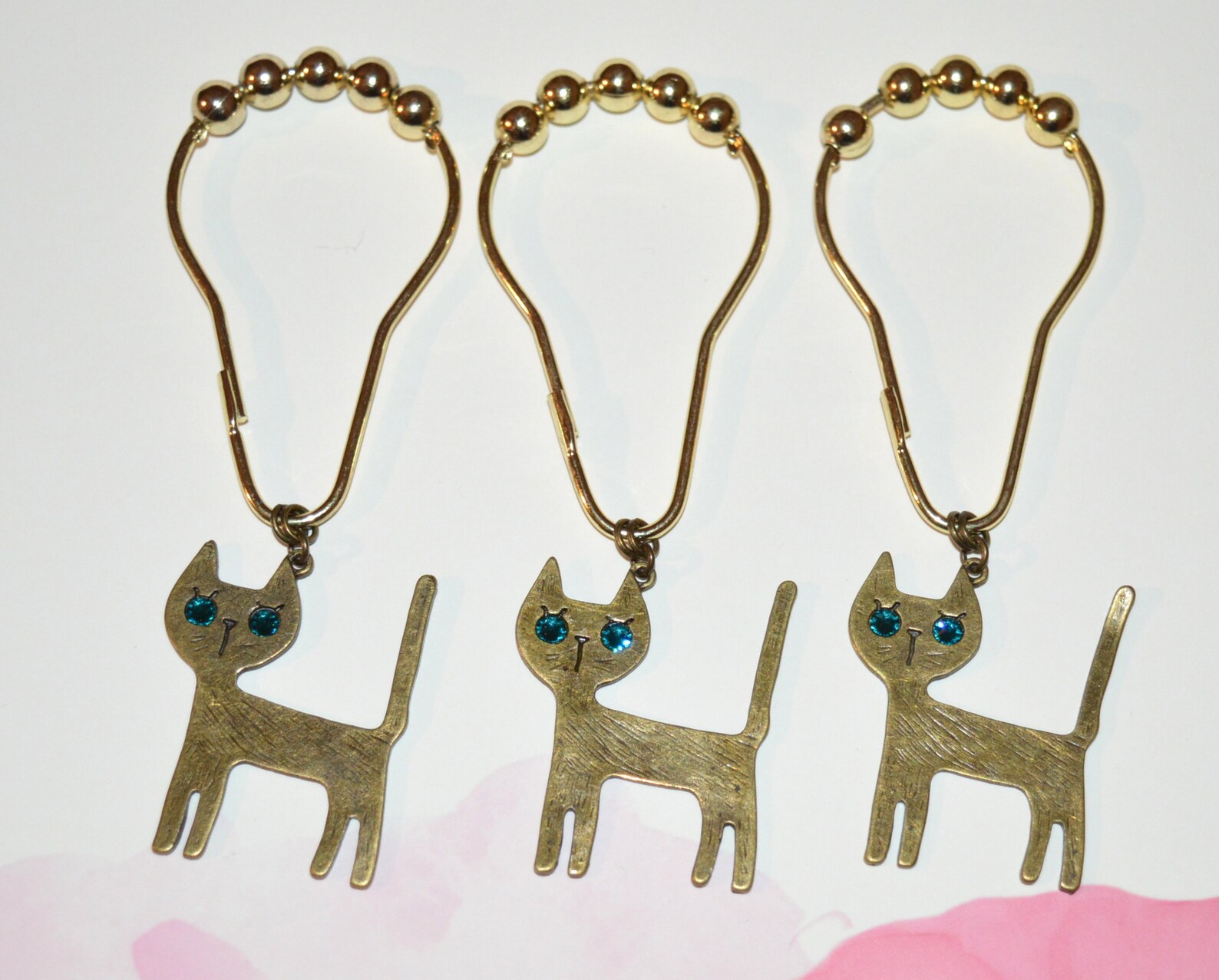 Cat Shower Curtain Hooks Set of 12 Antique Bronze/Gold with | Etsy