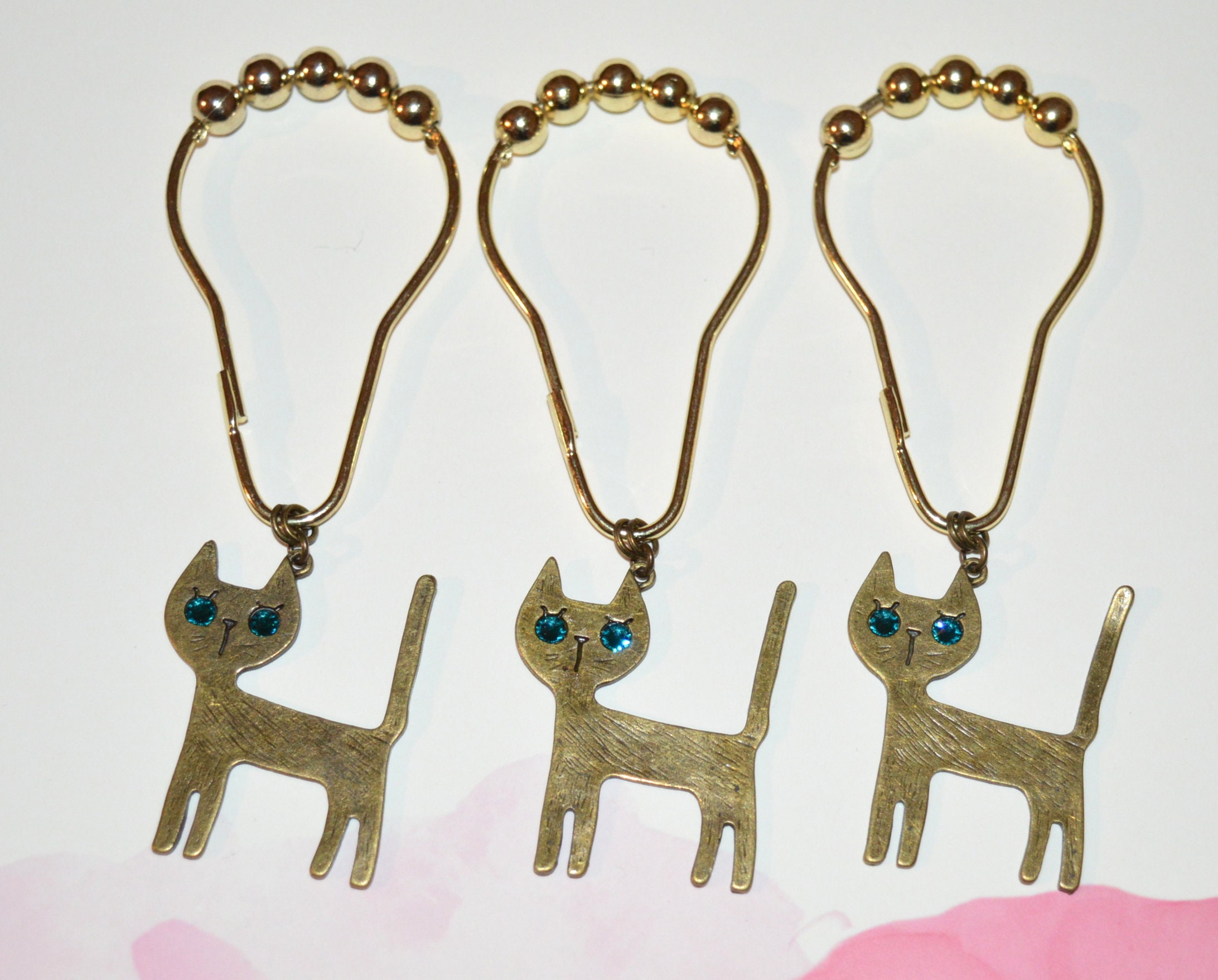 Cat Shower Curtain Hooks Set of 12 Antique Bronze/Gold with Etsy