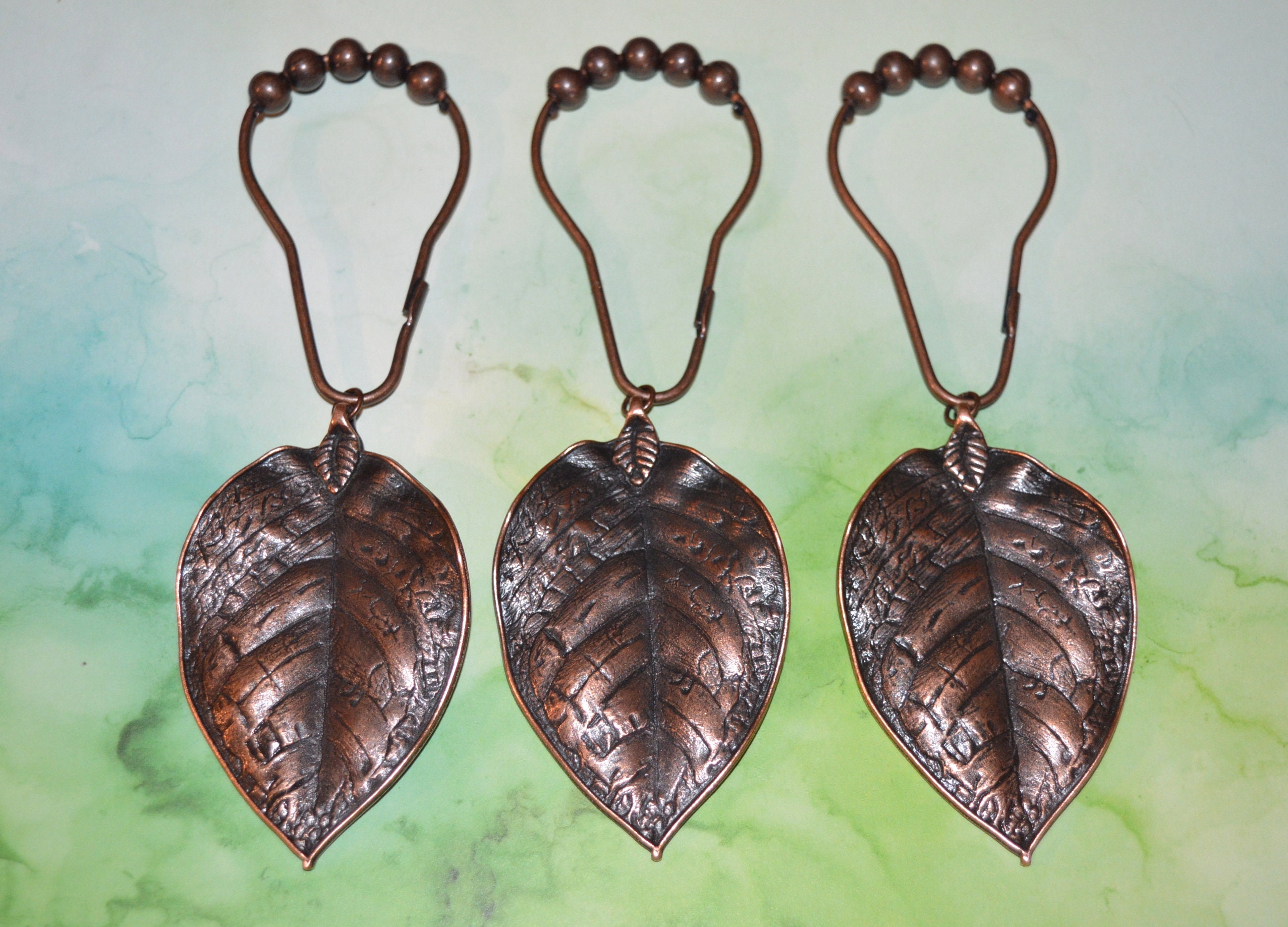 Leaf Shower Curtain Hooks XLarge Antique Copper/Oil Rubbed Etsy