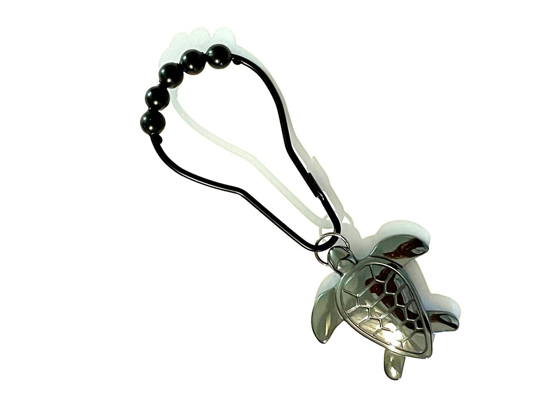 Hematite Sea Turtle Shower Curtain Hooks, Set of 12, Carved Gunmetal