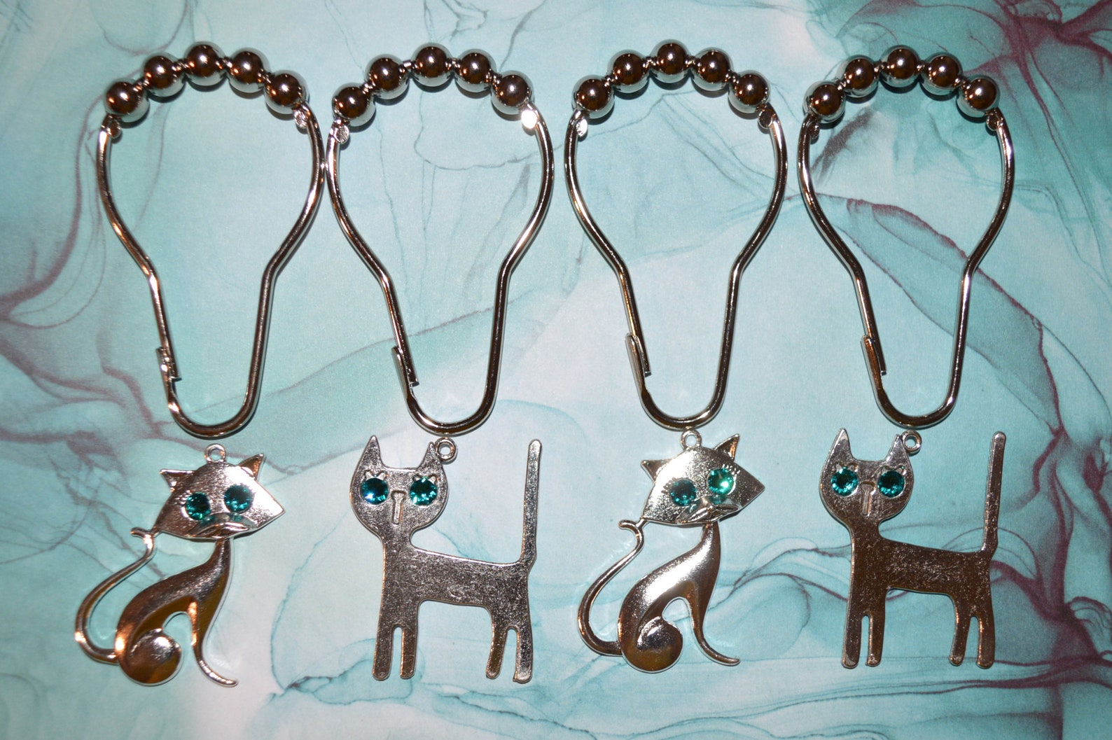 Cat Shower Curtain Hooks Set of 12 Antique Bronze or Black Etsy