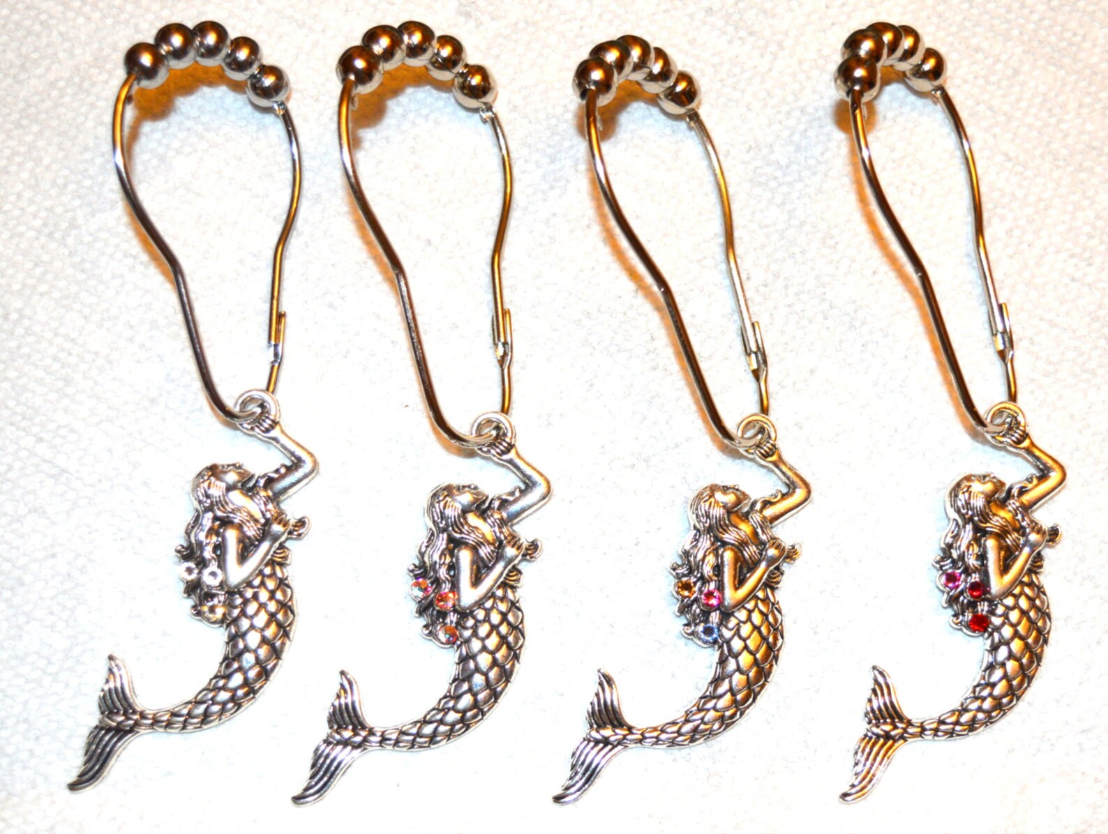 Mermaid Shower Curtain Hooks Silver & Premium Crystal Etsy