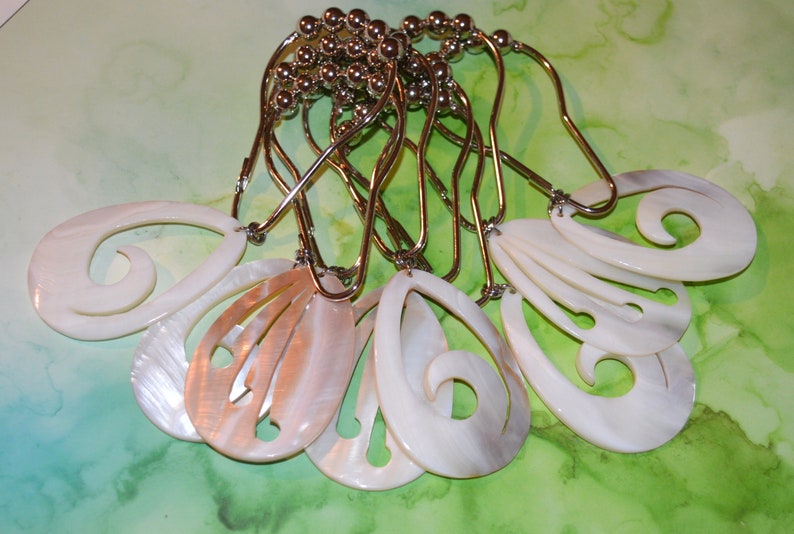 Shell Mother of Pearl Shower Curtain Hooks Teardrop W/cutout Etsy