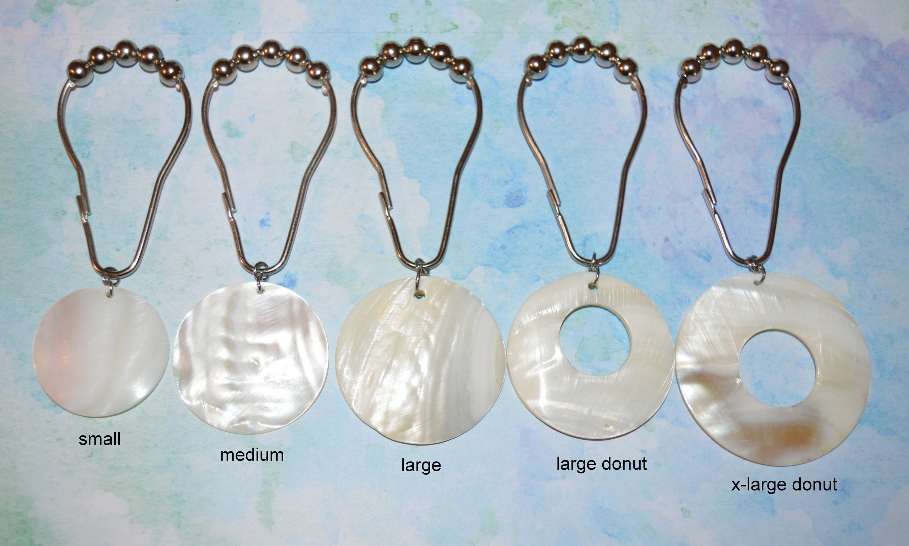 Sea Shell Shower Curtain Hooks, Mother of Pearl Shell Disks