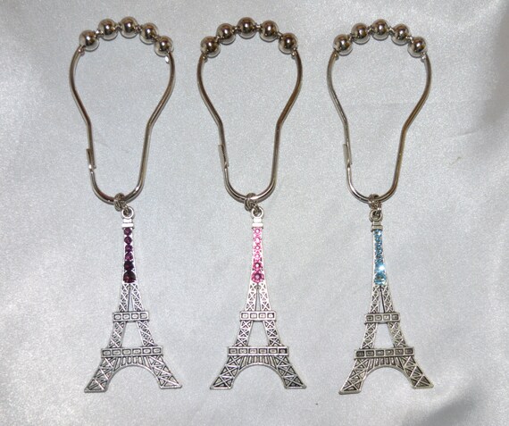 Eiffel Tower Shower Curtain Hooks Silver Swarovski Crystals Etsy