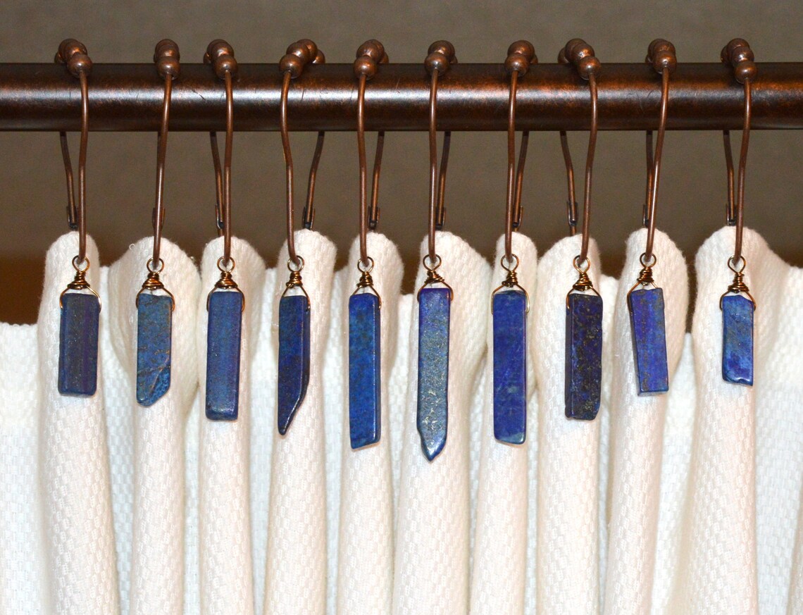 Lapis Lazuli Shower Curtain Hooks Set of 12 Navy Cobalt Etsy