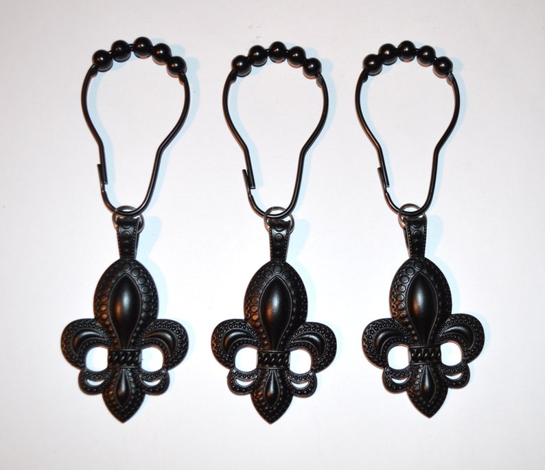 Fleur de Lis Shower Curtain Hooks Set of 12 XL Antique Etsy