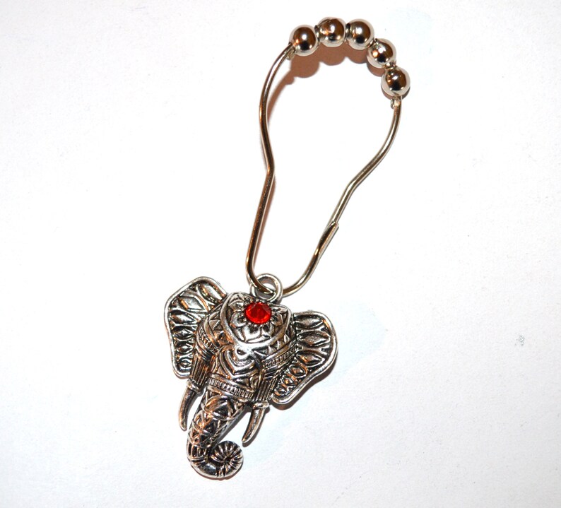 Elephant Shower Curtain Hooks Boho Silver Elephant Head Etsy