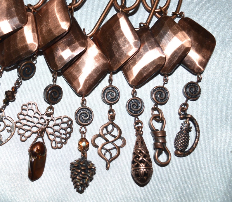 Copper Shower Curtain Hooks Set of 12 Hammered Diamond Faux Etsy