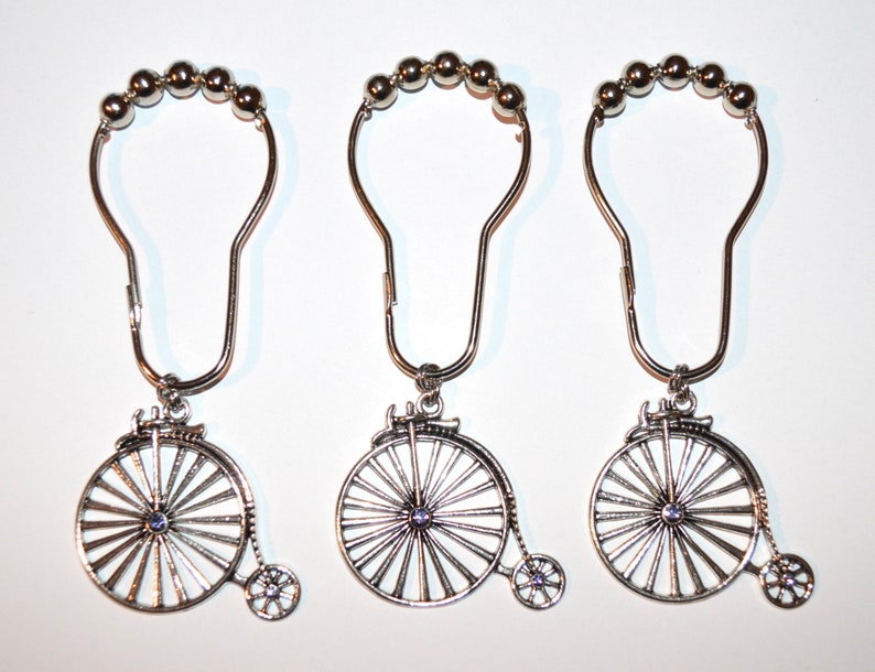 Penny Farthing Shower Curtain Hooks Victorian Bicycle High