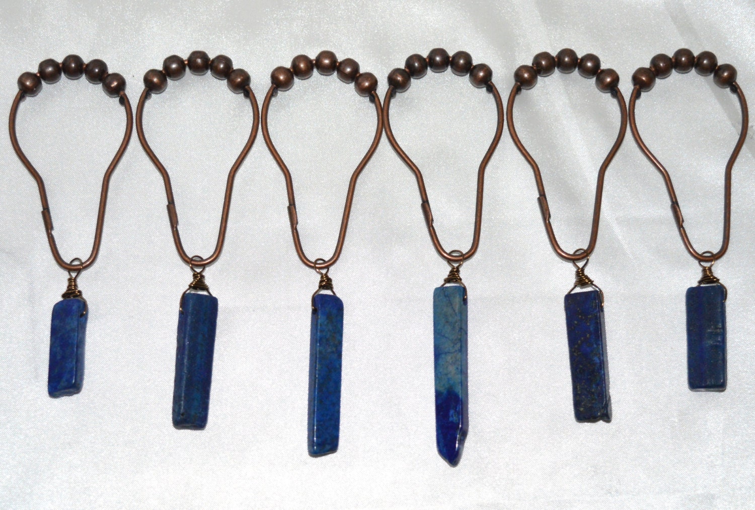 Lapis Lazuli Shower Curtain Hooks Set of 12 Navy Blue Cobalt Etsy