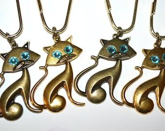 Cat Shower Curtain Hooks, Set of 12, Antique Bronze with Color Choice Crystal Rhinestone Eyes, Sassy Kitty Kat Animal