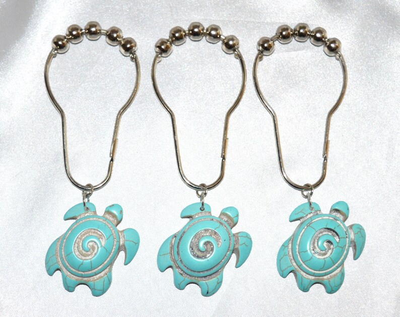 Tribal Sea Turtle Shower Curtain Hooks Set/12 Carved Etsy
