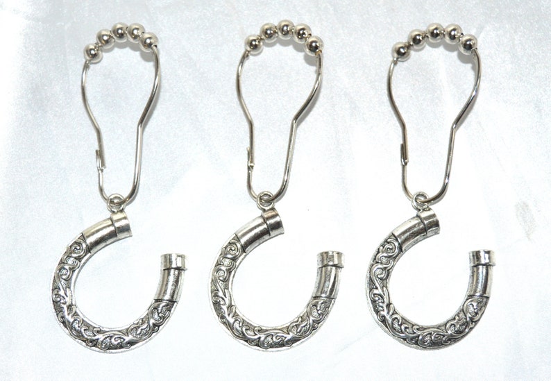 Horseshoe Shower Curtain Hooks Set Of 12 Large Antique Image 0