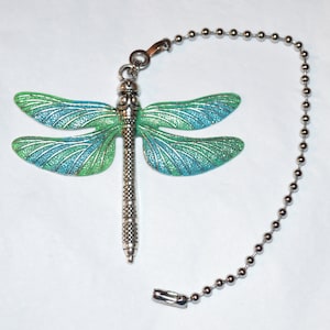 Dragonfly Ceiling Fan Pull, Light Pull Chain, Antique Silver with Optional Patina Finish, Garden Decor Accent Piece, Great Gift