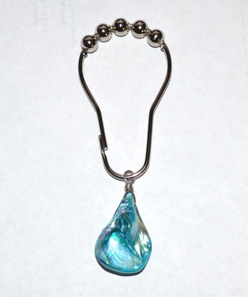 Sea Shell Shower Curtain Hooks Iridescent Aqua Blue or Green - Etsy
