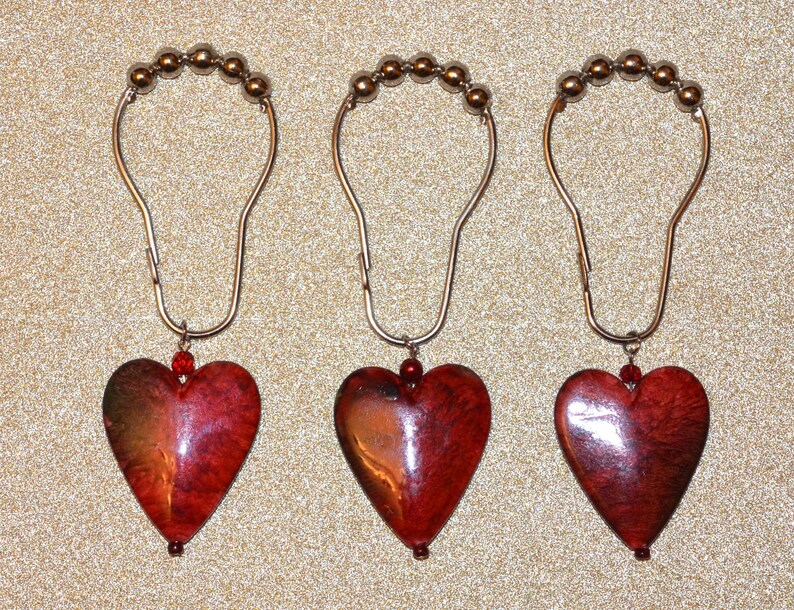 Marbled Heart Shower Curtain Hooks Set of 12 Large 2 Etsy