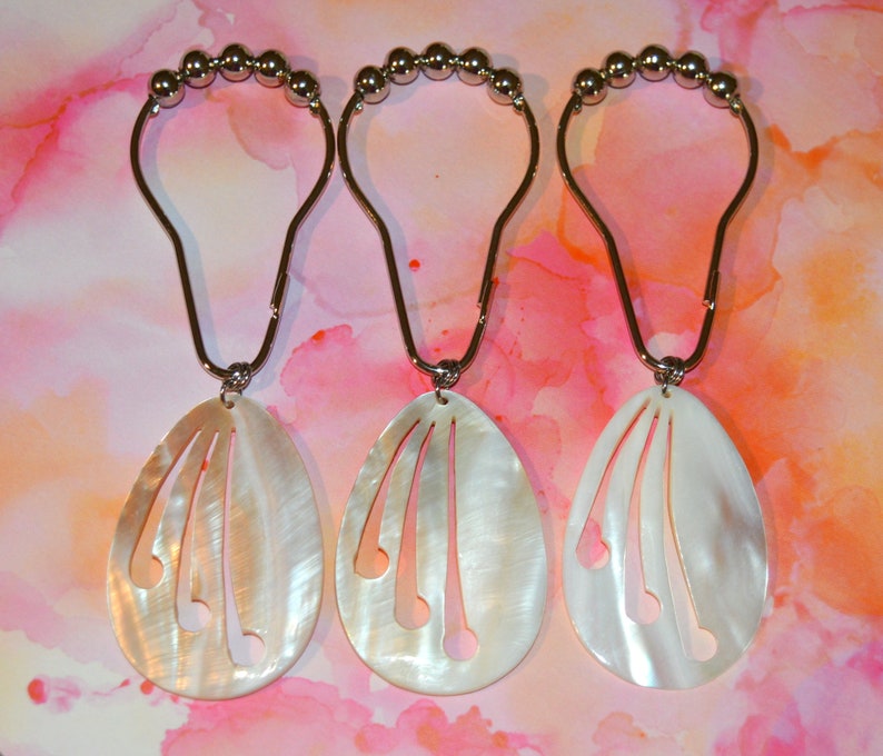 Shell Mother of Pearl Shower Curtain Hooks Teardrop W/cutout Etsy