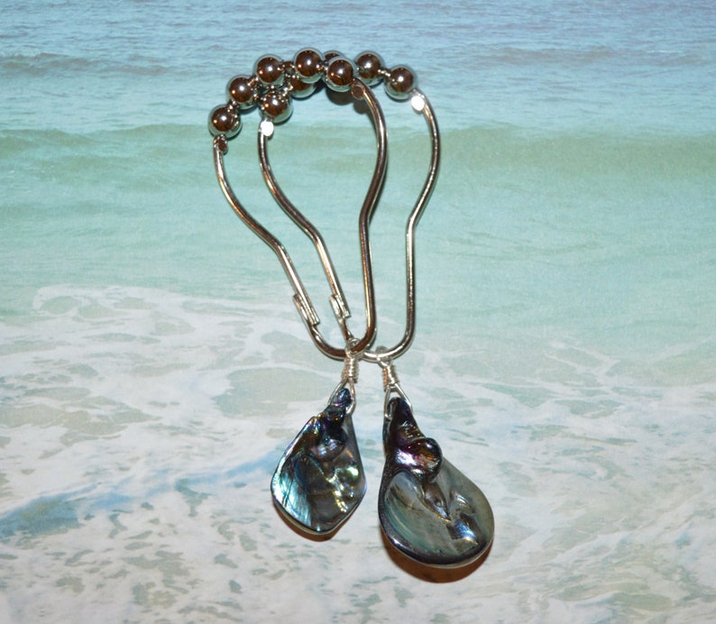 Shell Shower Curtain Hooks Wire Wrapped Teardrop Seashell Etsy