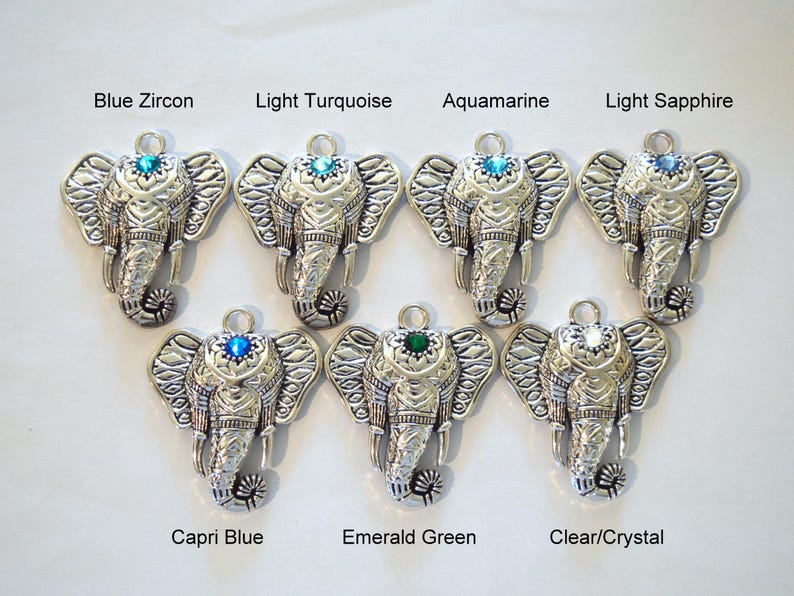 Elephant Shower Curtain Hooks, Set of 12 - Crystal Headpiece, Choice of Colors image 3