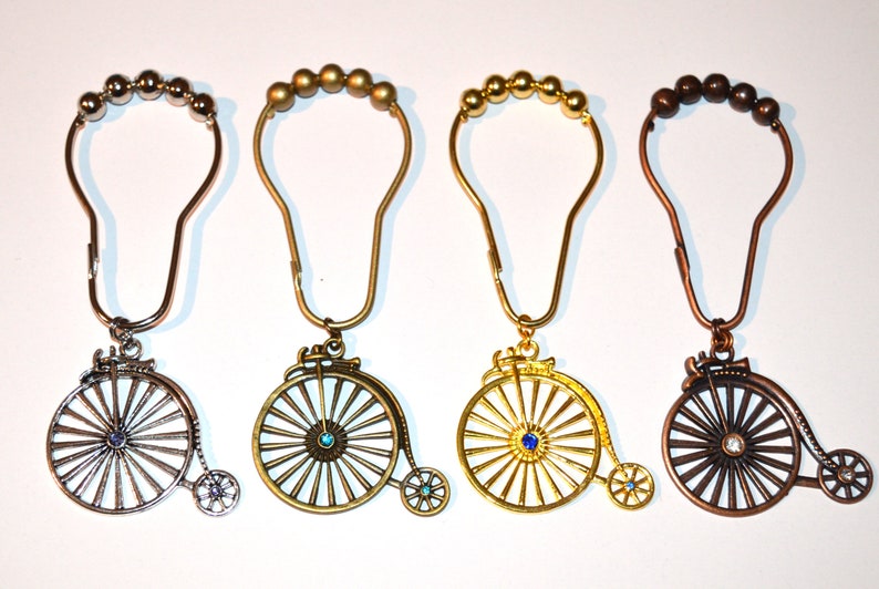 Penny Farthing Shower Curtain Hooks Victorian Bicycle High