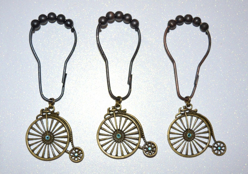 Penny Farthing Shower Curtain Hooks Victorian Bicycle High