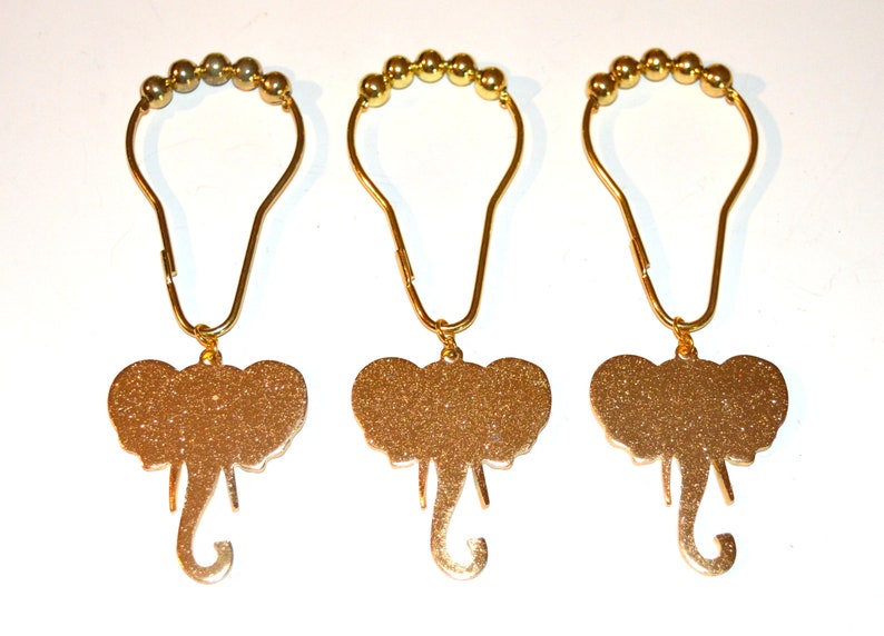 Elephant Shower Curtain Hooks Gold Elephant Head Laser Cut Etsy