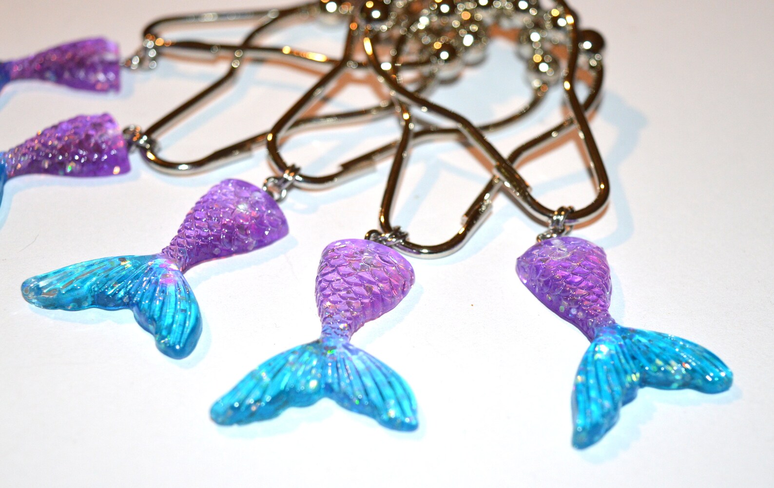 Mermaid Tail Shower Curtain Hooks Set of 12 GLITTER Color Etsy