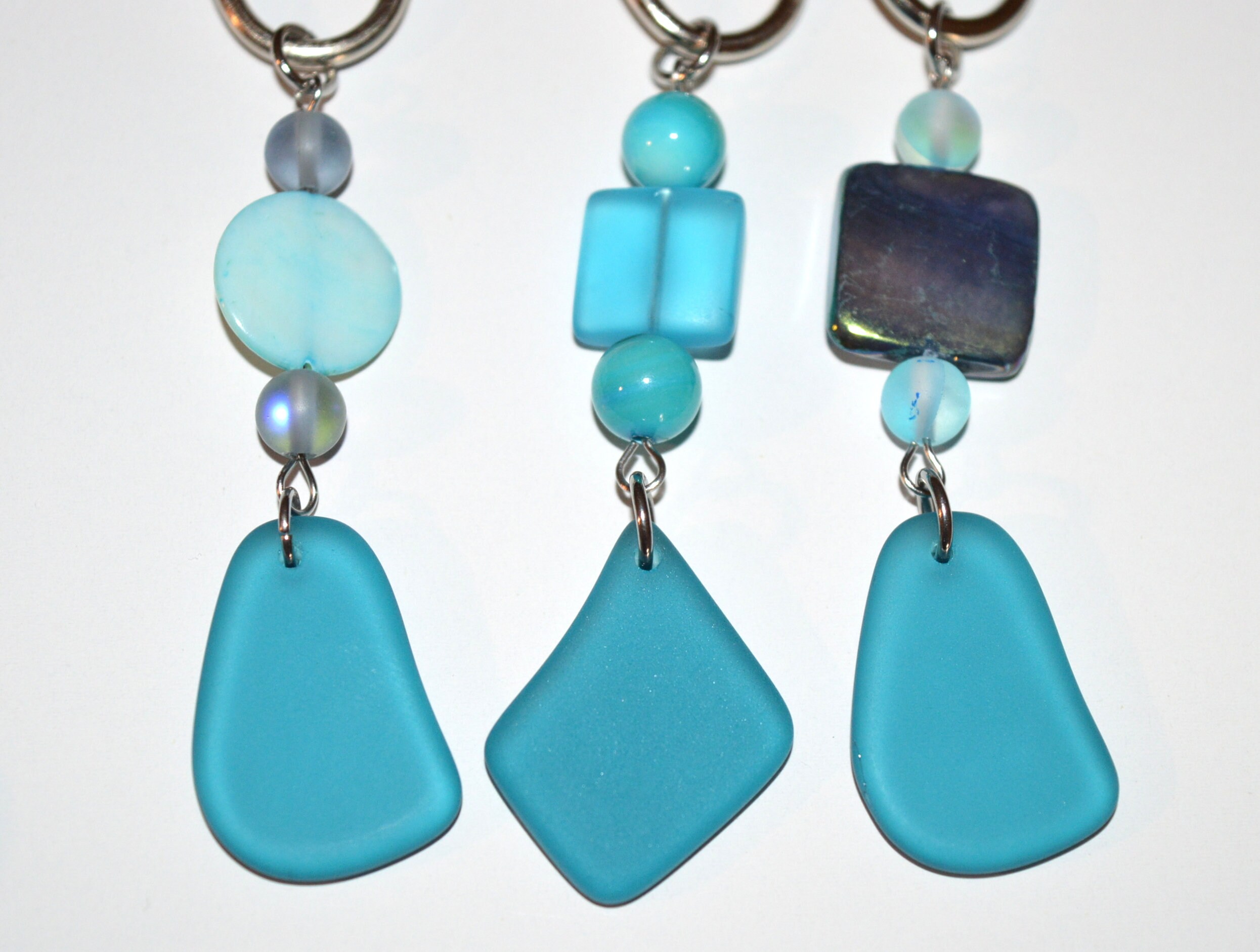Teal Sea Glass Shower Curtain Hooks Set of 12 Peacock Blue Etsy