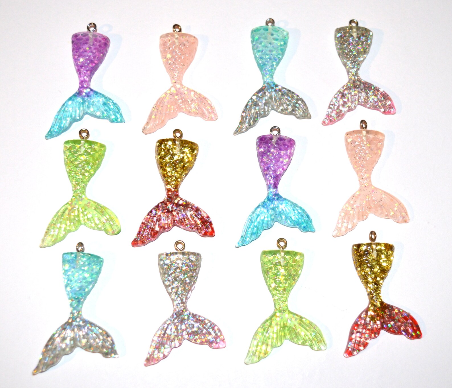 Mermaid Tail Shower Curtain Hooks Set of 12 GLITTER Color Etsy