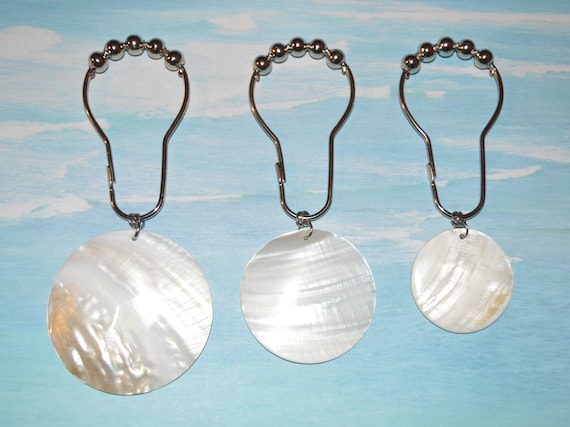 Sea Shell Shower Curtain Hooks, Mother of Pearl Shell Disks