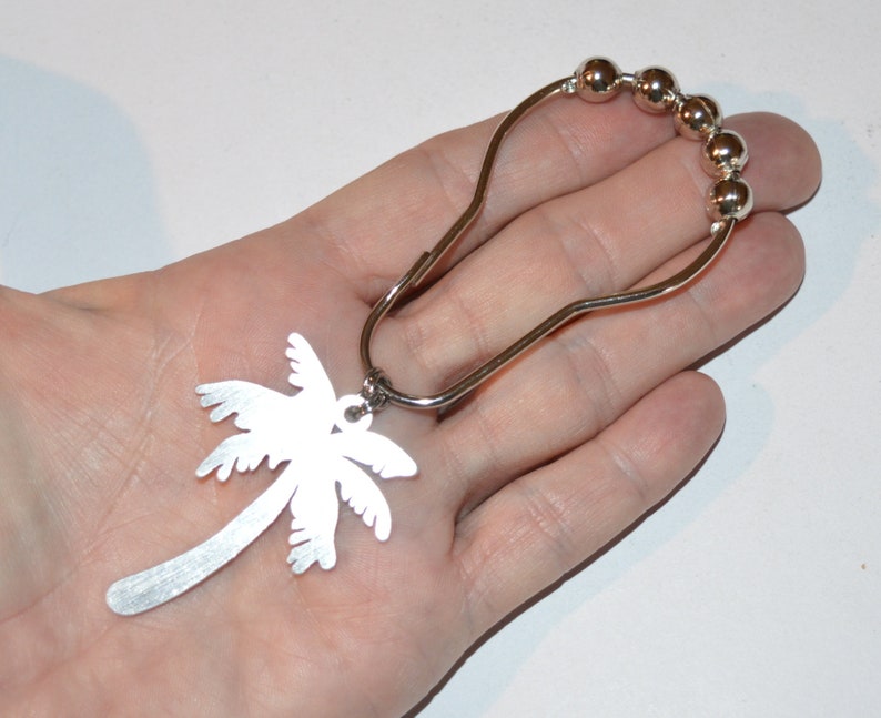 Palm Tree Shower Curtain Hooks Set of 12 Brushed Aluminum Etsy