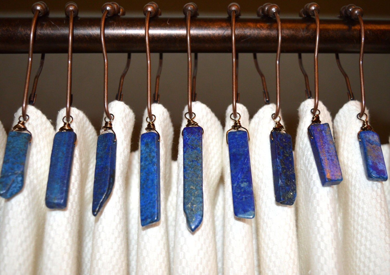 Lapis Lazuli Shower Curtain Hooks Set of 12 Navy Blue Cobalt Etsy