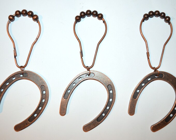 Horseshoe Shower Curtain Hooks, Set of 12, Antique Copper/oil Rubbed
