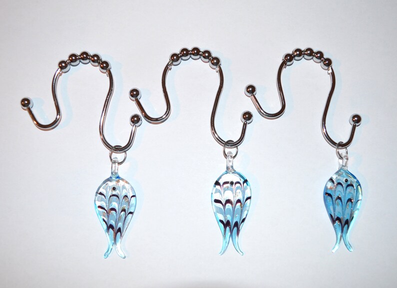 Fish Shower Curtain Hooks Lampwork Glass Collection Set Of Etsy