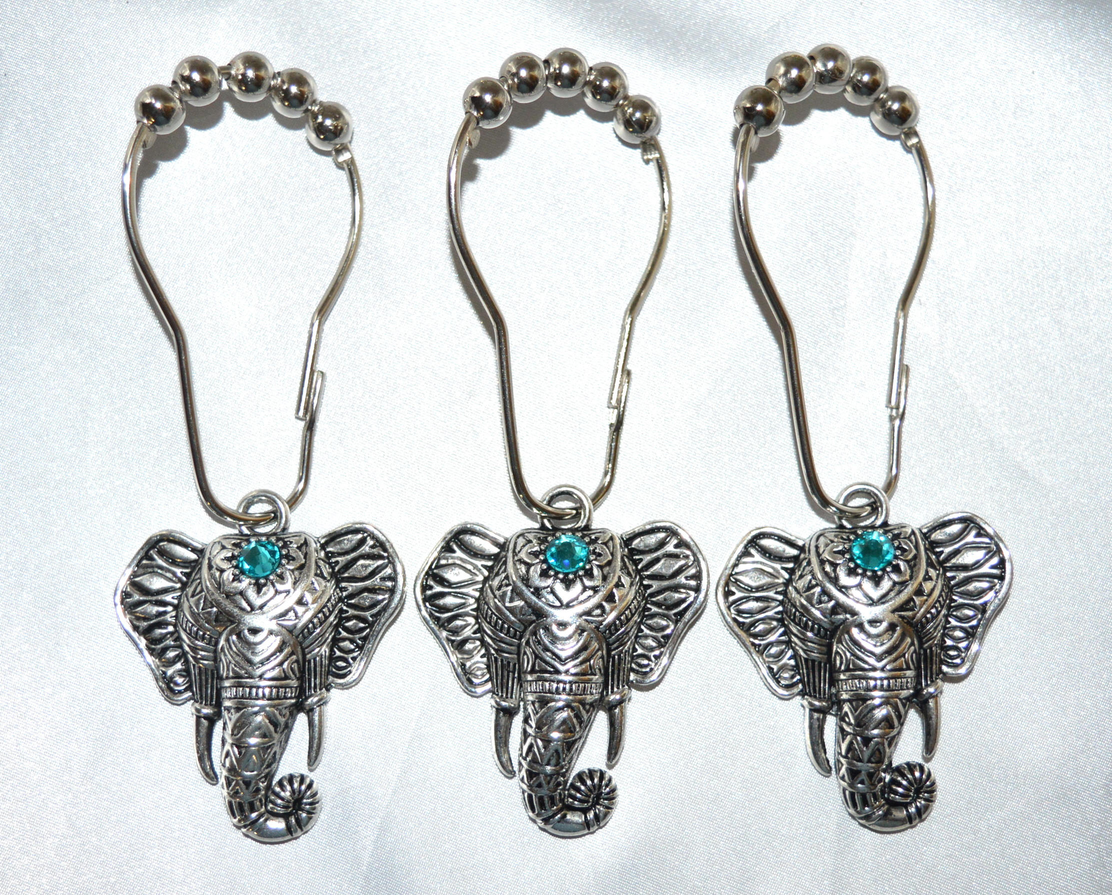 Elephant Shower Curtain Hooks Boho Silver Elephant Head Etsy