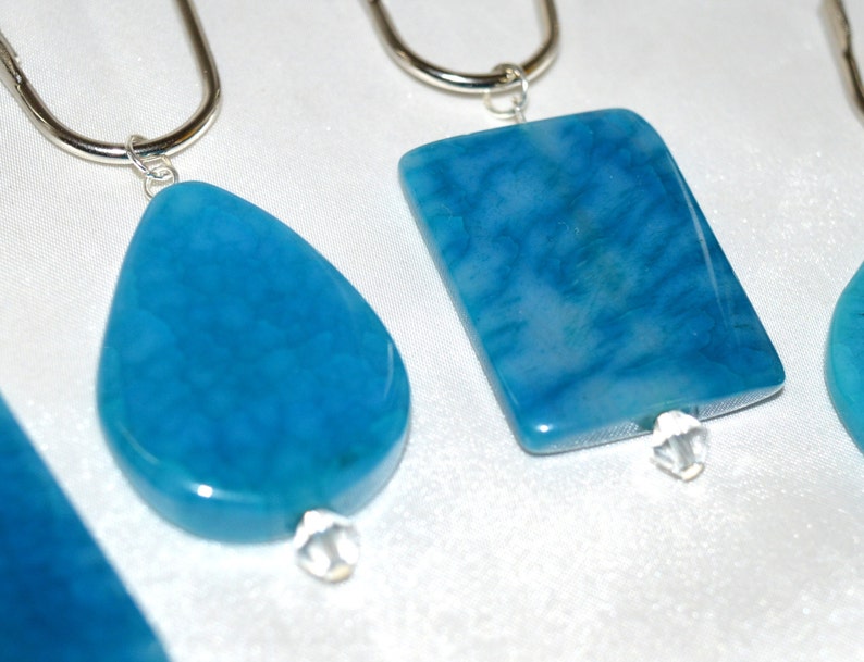 Aqua Fire Agate Shower Curtain Hooks Set Of 12 Roller Ball Etsy