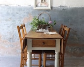 Gorgeous and Substantial Victorian Pine Farmhouse Drop Leaf Table with Cutlery Drawer