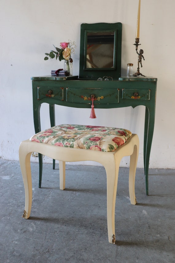 Reupholstered Louis Dressing Table Stool With Vintage Sanderson Swags and  Florals Seat - Etsy